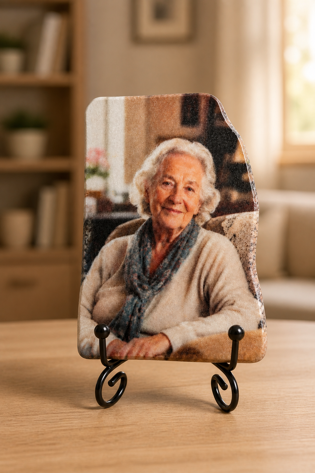 Herinneringssteen met foto van een dierbare