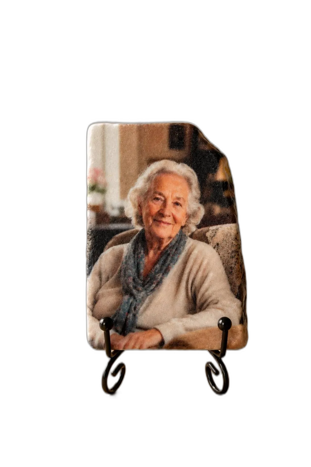 Vrijstaande gedenksteen van Thassos-marmer op een standaard